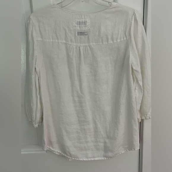 Malvin women’s 100% linen white 3/4 sleeve festival bohemian hippie blouse Small - Picture 6 of 11